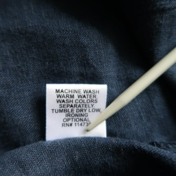 Flax Dark Blue V Neck Lightweight Linen Tank Dress with Pocket - Picture 13 of 14